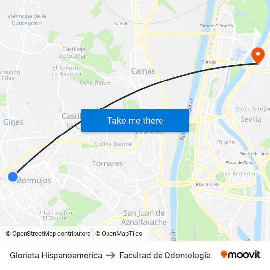 Glorieta Hispanoamerica to Facultad de Odontología map