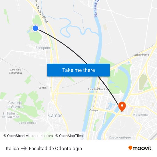 Italica to Facultad de Odontología map