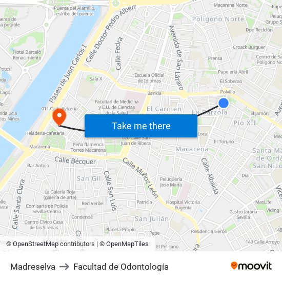 Madreselva to Facultad de Odontología map