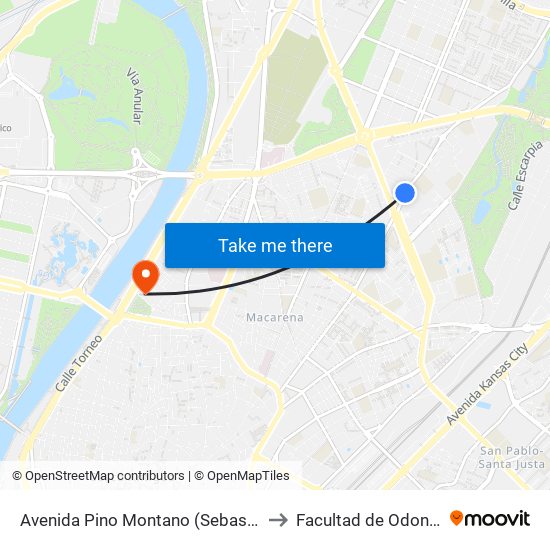 Avenida Pino Montano (Sebastián Llano) to Facultad de Odontología map