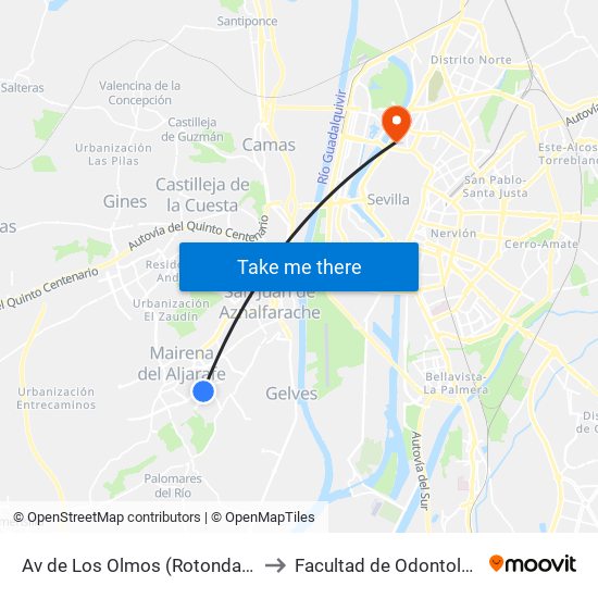 Av de Los Olmos (Rotonda) (V) to Facultad de Odontología map