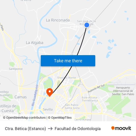 Ctra. Bética (Estanco) to Facultad de Odontología map