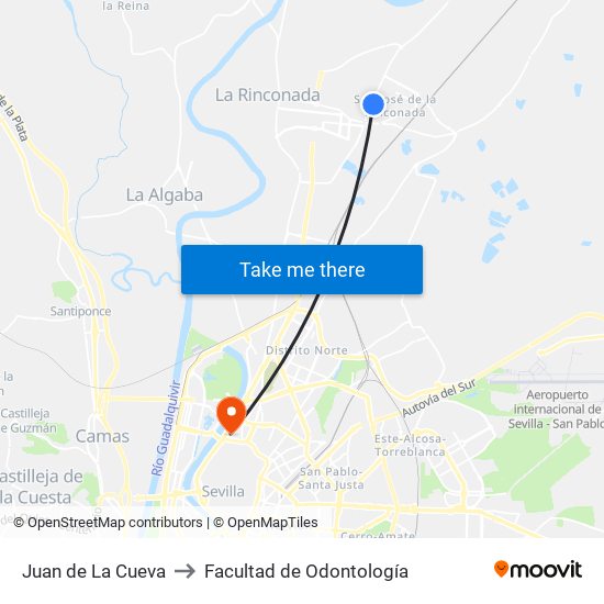 Juan de La Cueva to Facultad de Odontología map