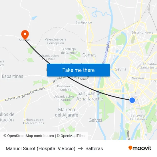 Manuel Siurot (Hospital V.Rocio) to Salteras map