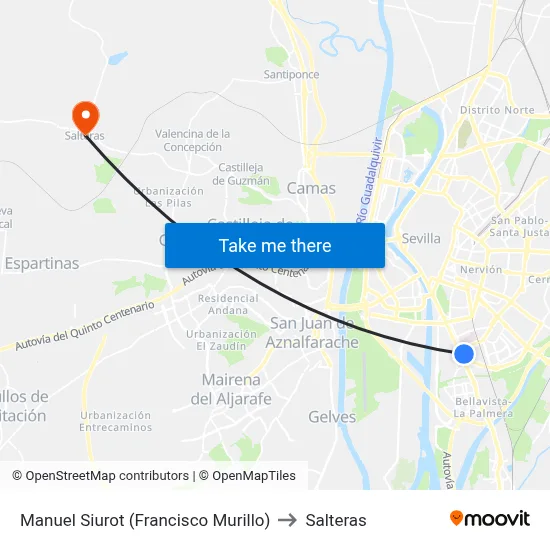 Manuel Siurot (Francisco Murillo) to Salteras map