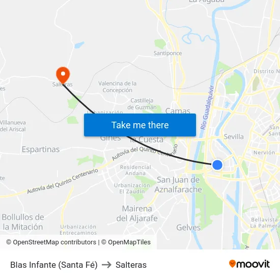 Blas Infante (Santa Fé) to Salteras map