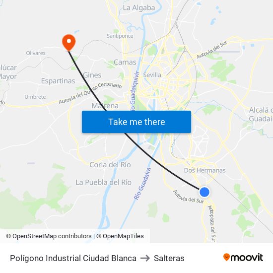 Polígono Industrial Ciudad Blanca to Salteras map