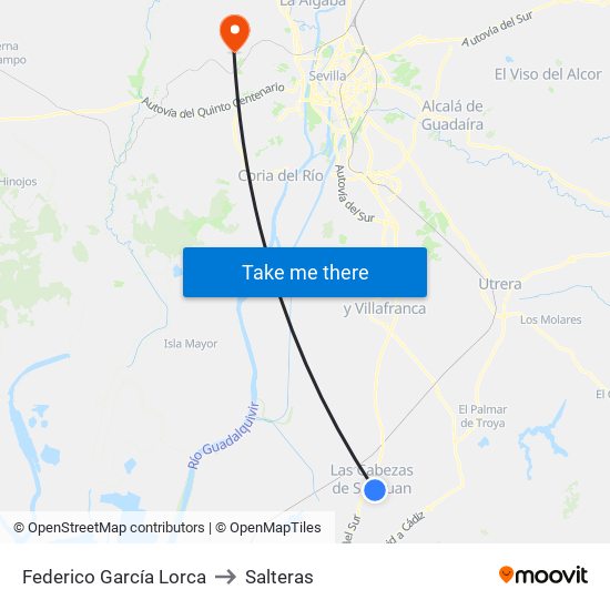 Federico García Lorca to Salteras map