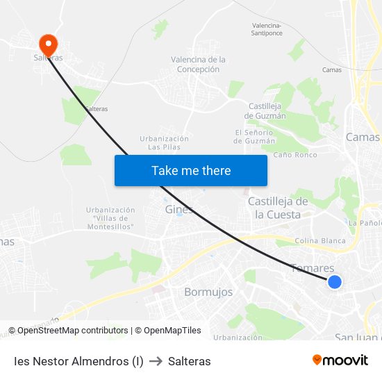 Ies Nestor Almendros (I) to Salteras map