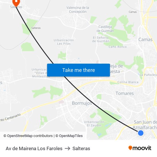 Av de Mairena Los Faroles to Salteras map