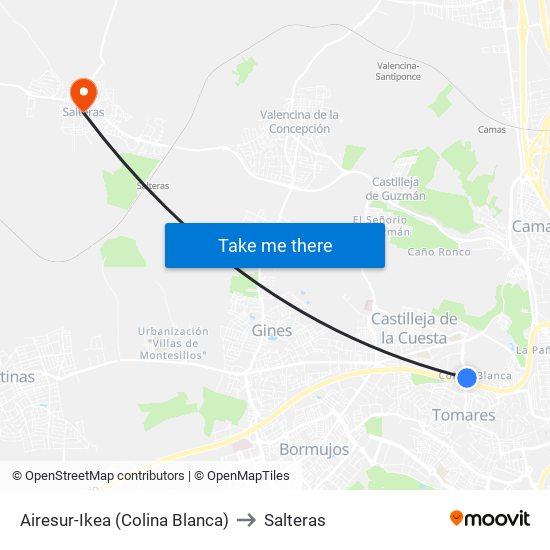 Airesur-Ikea (Colina Blanca) to Salteras map