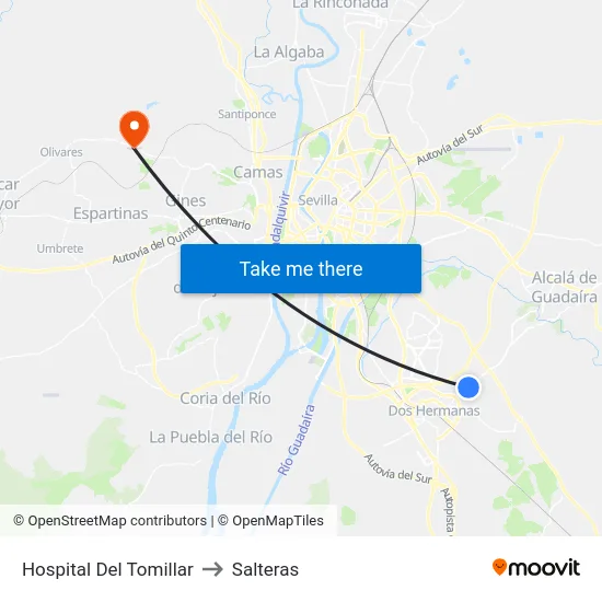Hospital Del Tomillar to Salteras map