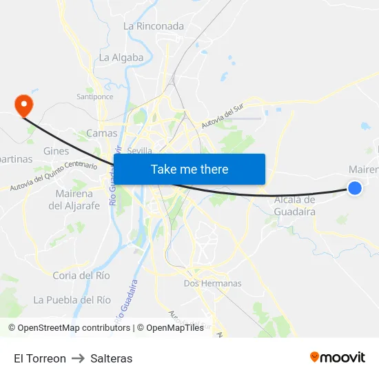 El Torreon to Salteras map
