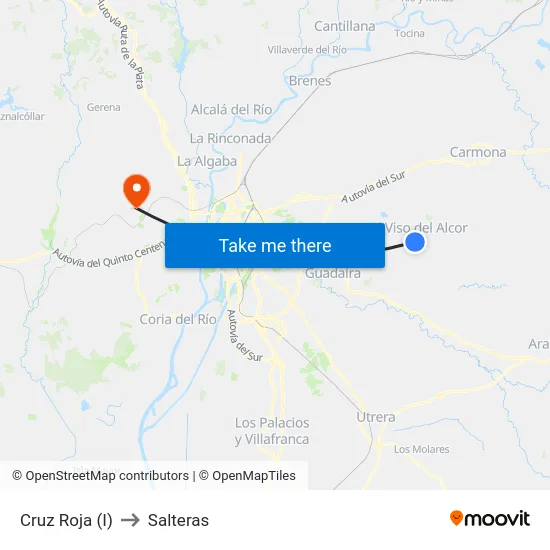 Cruz Roja (I) to Salteras map