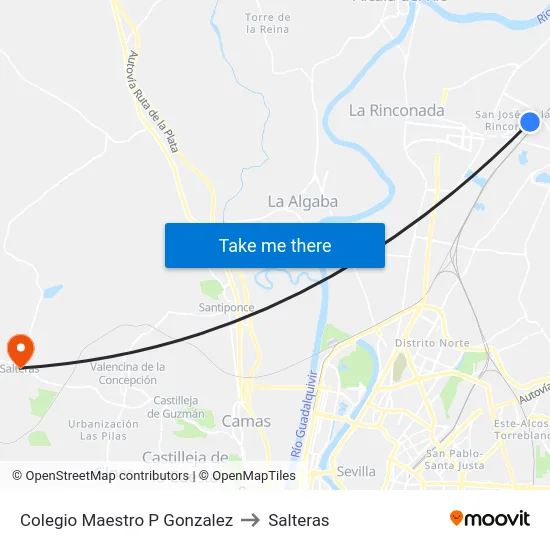 Colegio Maestro P Gonzalez to Salteras map