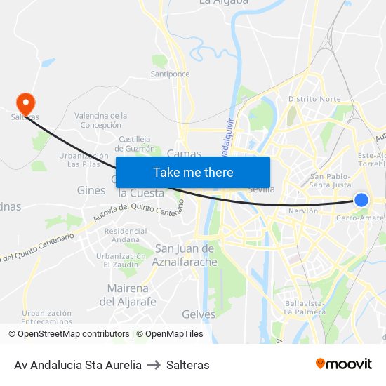 Av Andalucia Sta Aurelia to Salteras map