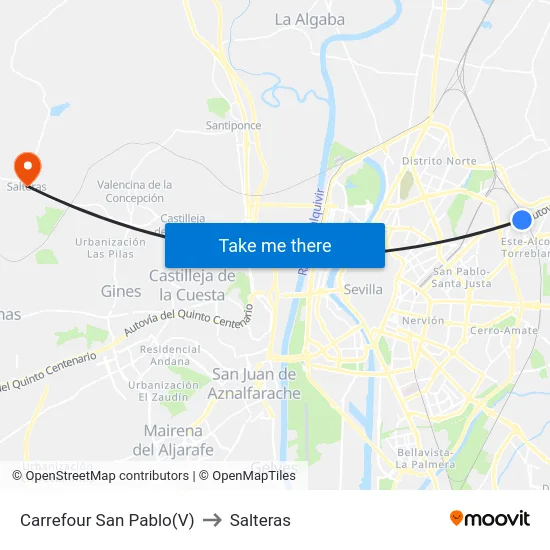 Carrefour San Pablo(V) to Salteras map