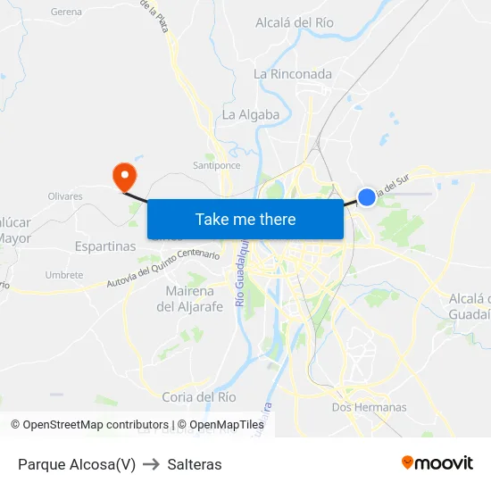 Parque Alcosa(V) to Salteras map