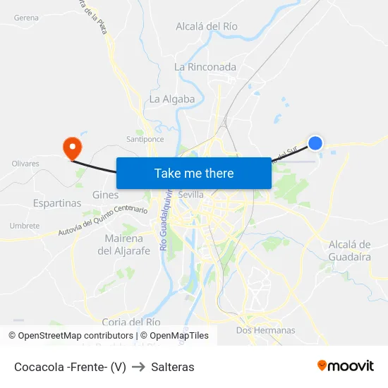Cocacola -Frente- (V) to Salteras map