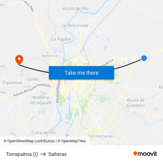 Torrepalma (I) to Salteras map