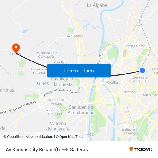 Av Kansas City Renault(I) to Salteras map