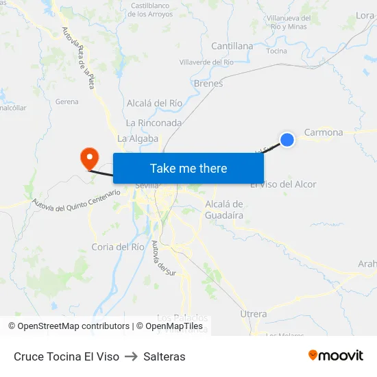 Cruce Tocina El Viso to Salteras map