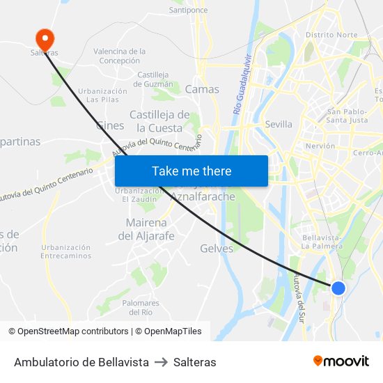 Ambulatorio de Bellavista to Salteras map