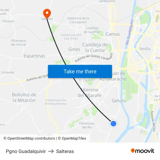 Pgno Guadalquivir to Salteras map