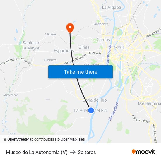Museo de La Autonomia (V) to Salteras map