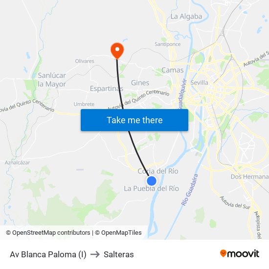Av Blanca Paloma (I) to Salteras map