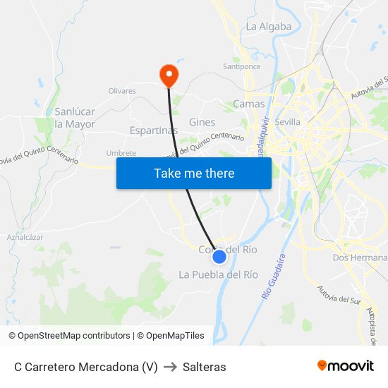 C Carretero Mercadona (V) to Salteras map
