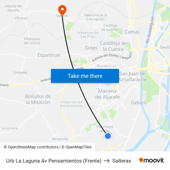 Urb La Laguna Av Pensamientos (Frente) to Salteras map