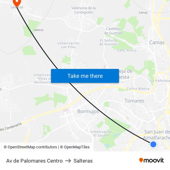 Av de Palomares Centro to Salteras map