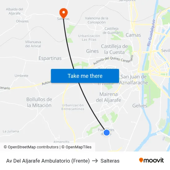 Av Del Aljarafe Ambulatorio (Frente) to Salteras map