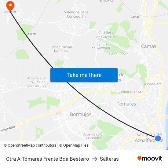 Ctra A Tomares Frente Bda Besteiro to Salteras map