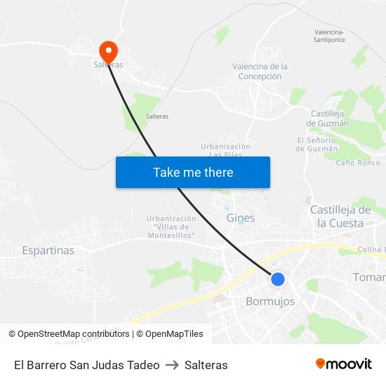 El Barrero San Judas Tadeo to Salteras map