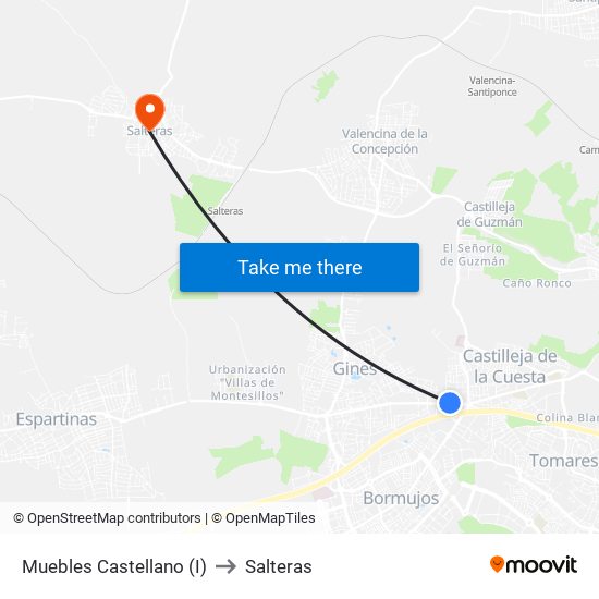 Muebles Castellano (I) to Salteras map