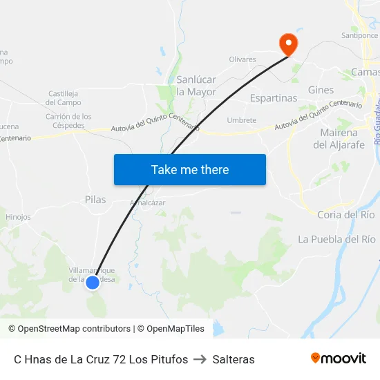 C Hnas de La Cruz 72 Los Pitufos to Salteras map