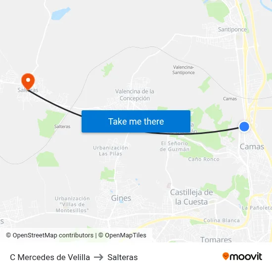 C Mercedes de Velilla to Salteras map