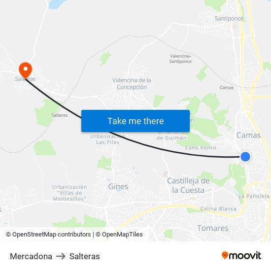 Mercadona to Salteras map