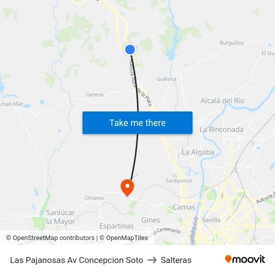 Las Pajanosas Av Concepcion Soto to Salteras map