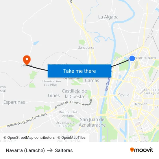 Navarra (Larache) to Salteras map
