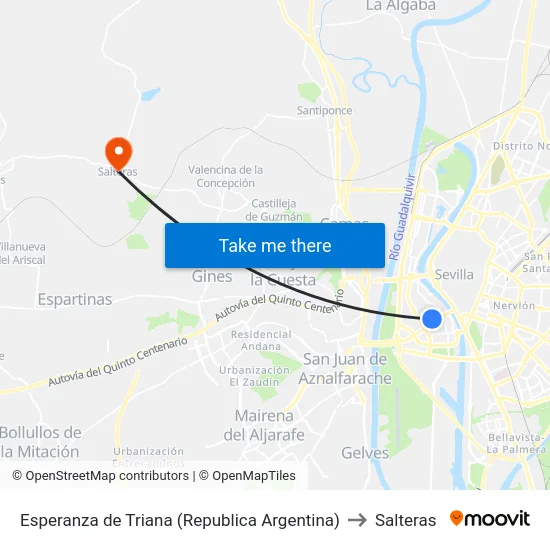 Esperanza de Triana (Republica Argentina) to Salteras map