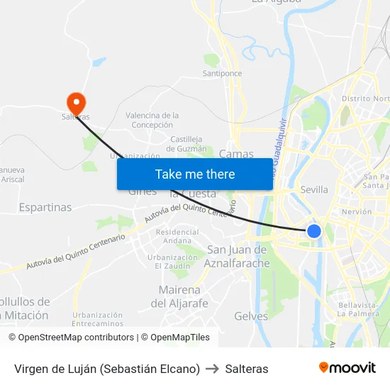 Virgen de Luján (Sebastián Elcano) to Salteras map