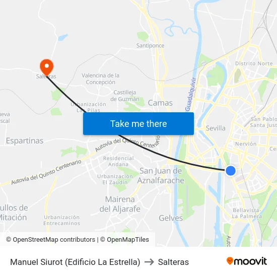 Manuel Siurot (Edificio La Estrella) to Salteras map