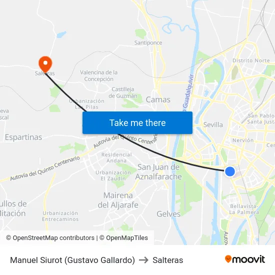 Manuel Siurot (Gustavo Gallardo) to Salteras map