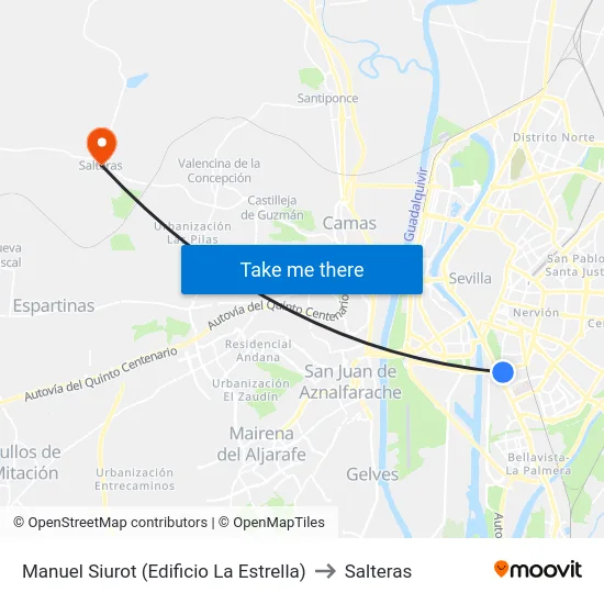 Manuel Siurot (Edificio La Estrella) to Salteras map