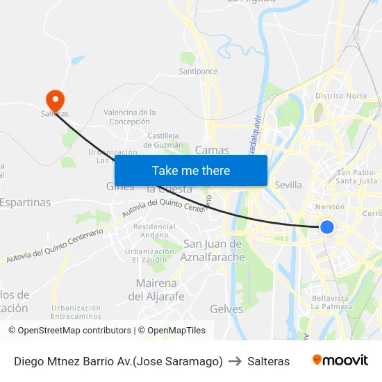 Diego Mtnez Barrio  Av.(Jose Saramago) to Salteras map