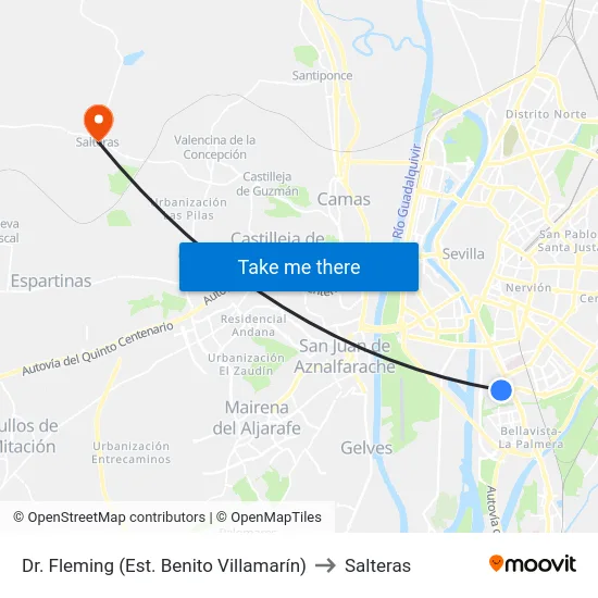 Dr. Fleming (Est. Benito Villamarín) to Salteras map