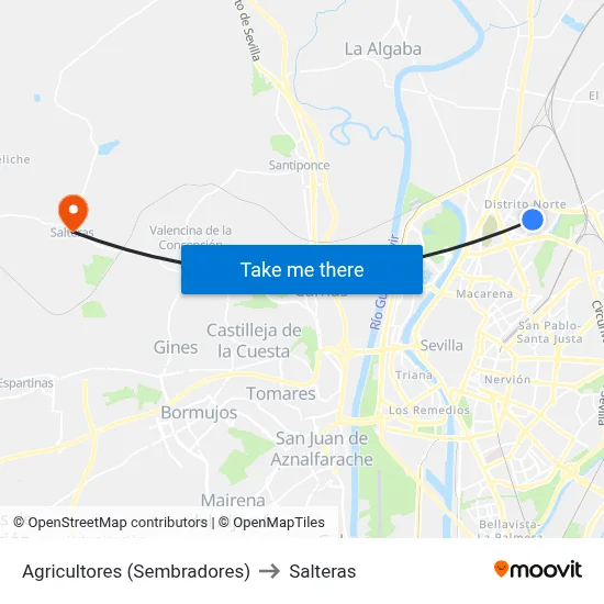 Agricultores (Sembradores) to Salteras map